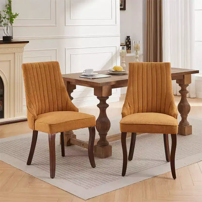 Chaises de salle à manger rembourrées avec pieds en bois, chaises d'appoint en tissu pour salle à manger/cuisine/salon, lot de 2