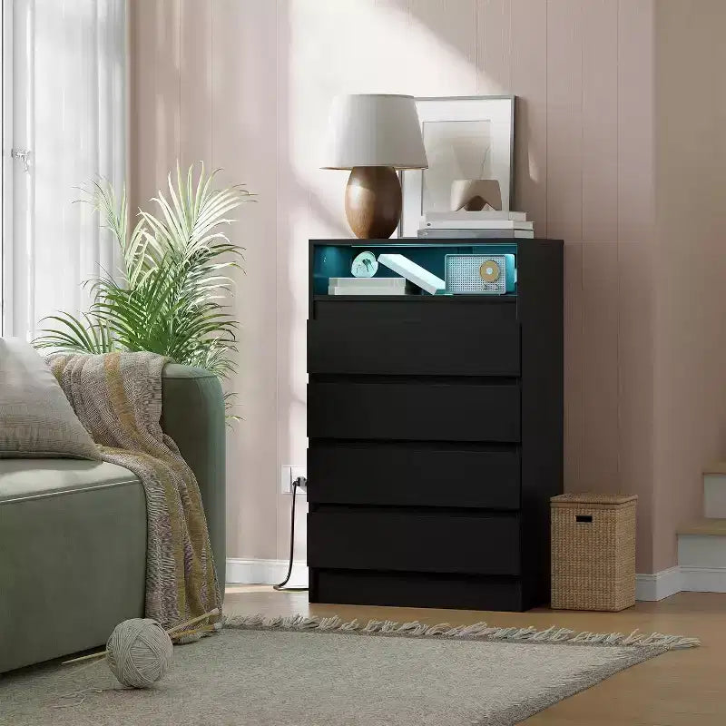 4 Drawer Dresser, Modern Chest of Drawers, Organizer Cabinet for Bedroom, Living Room, Entryway