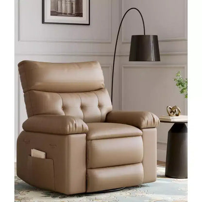 22/27 Power Recliner with Heat & Massage. Features 360 swivel, rocking motion, cup holder & faux leather for living room, bedroom, or nursery