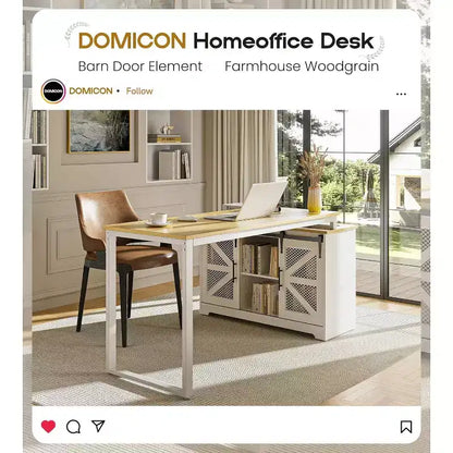 KOLIGEY Bureau d'angle rustique avec rangement, Bureau d'angle de style fermier avec grande capacité de rangement