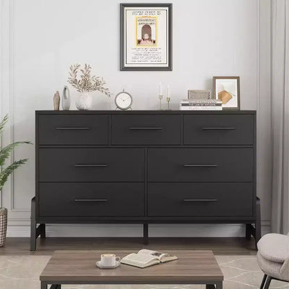 Commode Acekool à 7 tiroirs, Grande commode de rangement moderne avec pieds en R, Meuble de rangement de chambre à coucher
