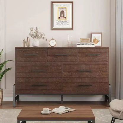 Commode Acekool à 7 tiroirs, Grande commode de rangement moderne avec pieds en R, Meuble de rangement de chambre à coucher