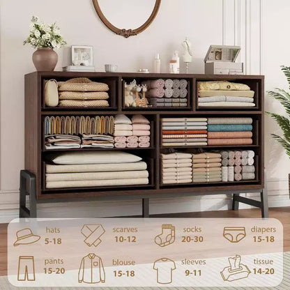 Commode Acekool à 7 tiroirs, Grande commode de rangement moderne avec pieds en R, Meuble de rangement de chambre à coucher