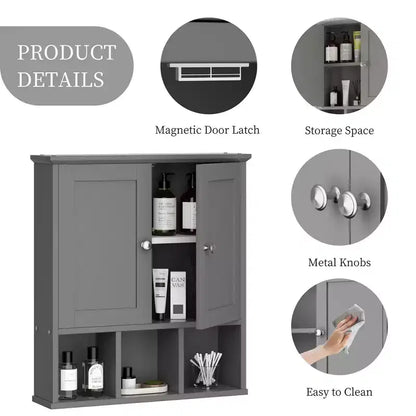 Celebalcony Armoire de Toilette Murale avec 2 Portes et Étagère Ouverte pour un Rangement Organisé