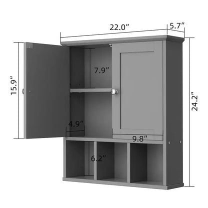 Celebalcony Armoire de Toilette Murale avec 2 Portes et Étagère Ouverte pour un Rangement Organisé