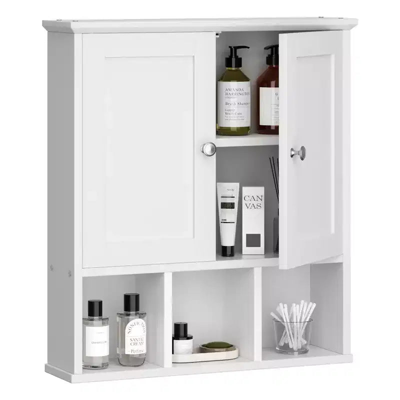 Celebalcony Armoire de Toilette Murale avec 2 Portes et Étagère Ouverte pour un Rangement Organisé