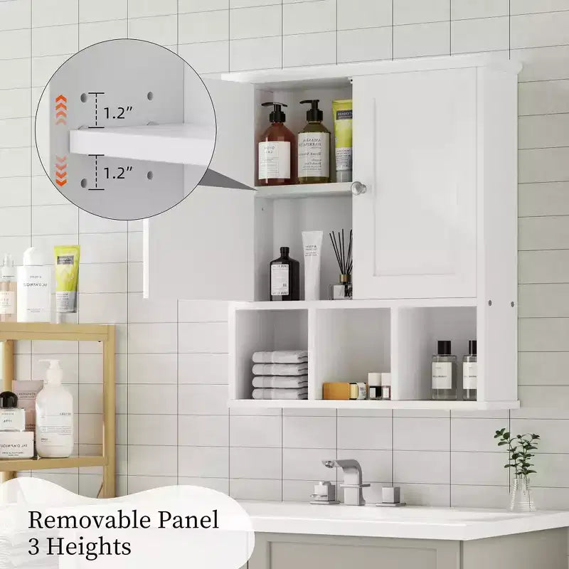 Celebalcony Armoire de Toilette Murale avec 2 Portes et Étagère Ouverte pour un Rangement Organisé