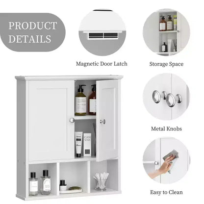 Celebalcony Armoire de Toilette Murale avec 2 Portes et Étagère Ouverte pour un Rangement Organisé