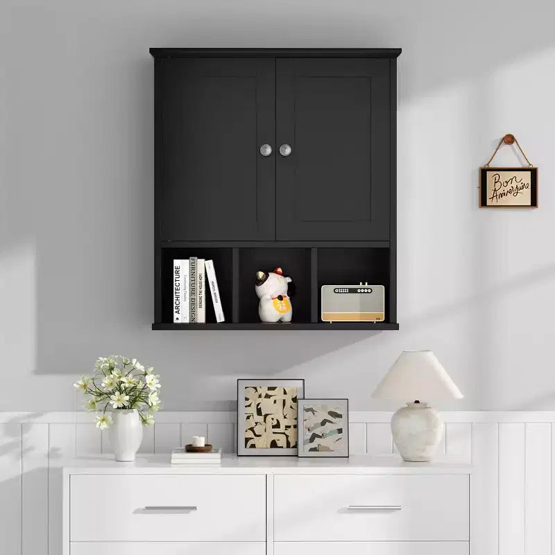 Celebalcony Armoire de Toilette Murale avec 2 Portes et Étagère Ouverte pour un Rangement Organisé