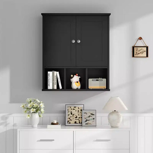 Celebalcony Armoire de Toilette Murale avec 2 Portes et Étagère Ouverte pour un Rangement Organisé