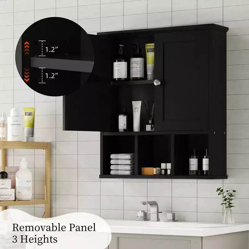 Celebalcony Armoire de Toilette Murale avec 2 Portes et Étagère Ouverte pour un Rangement Organisé