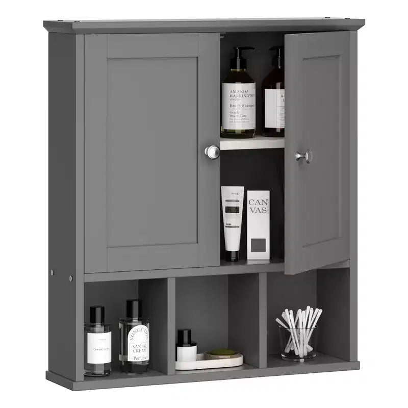 Celebalcony Armoire de Toilette Murale avec 2 Portes et Étagère Ouverte pour un Rangement Organisé