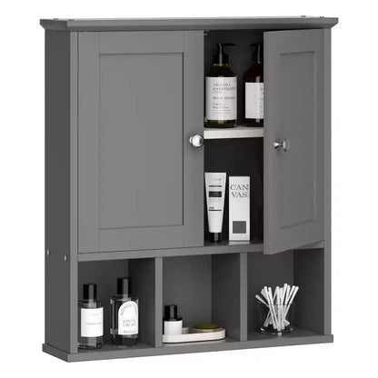 Celebalcony Armoire de Toilette Murale avec 2 Portes et Étagère Ouverte pour un Rangement Organisé