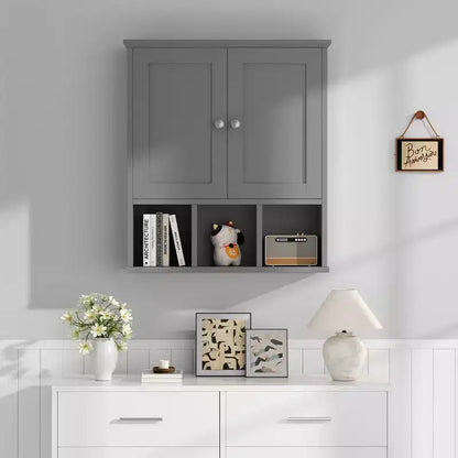 Celebalcony Armoire de Toilette Murale avec 2 Portes et Étagère Ouverte pour un Rangement Organisé