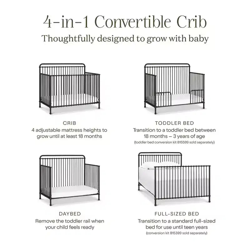 Lit de bébé convertible 4-en-1 en métal Winston Namesake