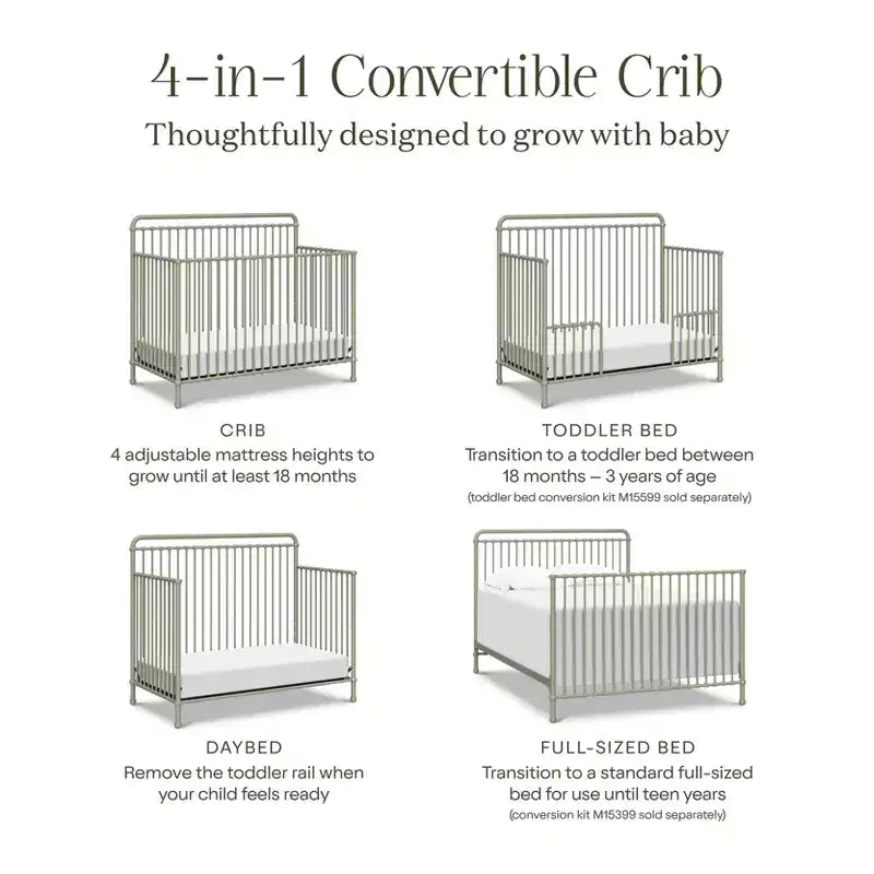 Lit de bébé convertible 4-en-1 en métal Winston Namesake