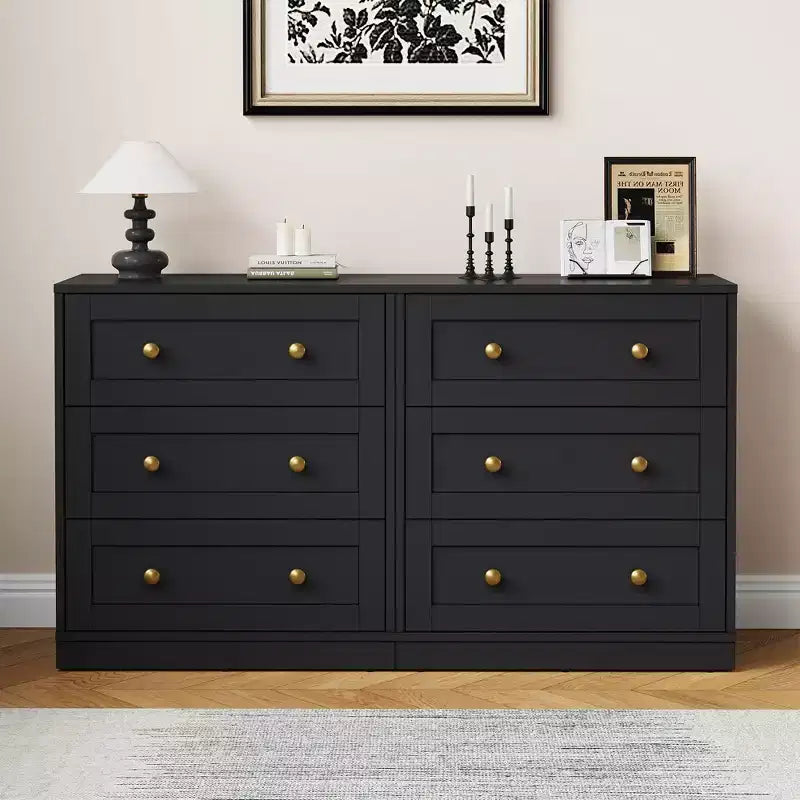 Table de chevet Heynemo à 3 tiroirs, Table de chevet spacieuse avec poignées rondes dorées, Table d'appoint moderne en bois, Commode d'appoint pour chambre à coucher