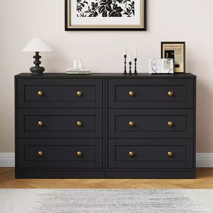 Table de chevet Heynemo à 3 tiroirs, Table de chevet spacieuse avec poignées rondes dorées, Table d'appoint moderne en bois, Commode d'appoint pour chambre à coucher