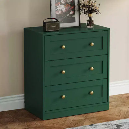 Table de chevet Heynemo à 3 tiroirs, Table de chevet spacieuse avec poignées rondes dorées, Table d'appoint moderne en bois, Commode d'appoint pour chambre à coucher