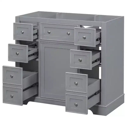 Meuble de salle de bain, meuble sous vasque de 91 cm avec 6 tiroirs, étagère réglable, meuble sous vasque sur pied