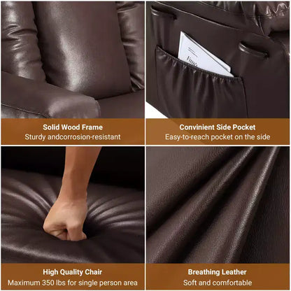 Fauteuil inclinable électrique en cuir PU de 41,7 po, inclinable réglable, canapé simple ergonomique, pour salon