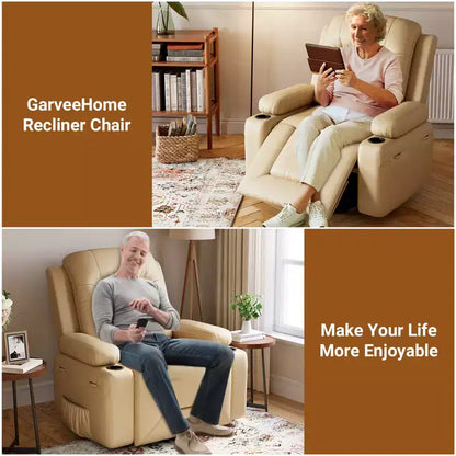 Fauteuil inclinable électrique en cuir PU de 41,7 po, inclinable réglable, canapé simple ergonomique, pour salon