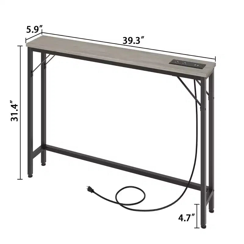 Console étroite de 39,4 po, table console étroite, table derrière le canapé, table de canapé de style industriel, pour salon, couloir