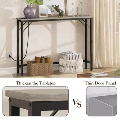 Console étroite de 39,4 po, table console étroite, table derrière le canapé, table de canapé de style industriel, pour salon, couloir