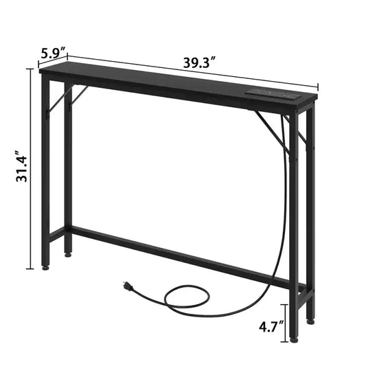Console étroite de 39,4 po, table console étroite, table derrière le canapé, table de canapé de style industriel, pour salon, couloir