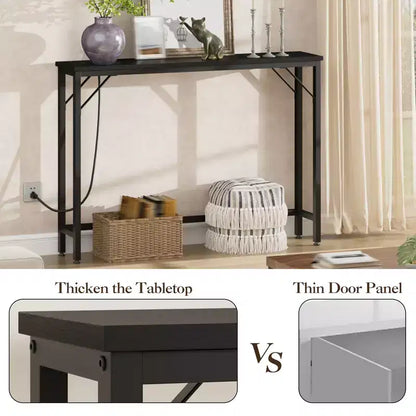 Console étroite de 39,4 po, table console étroite, table derrière le canapé, table de canapé de style industriel, pour salon, couloir