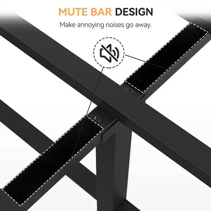 Cadre de lit plateforme avec tête et pied de lit en rotin, style bohème, lattes métalliques robustes, sommier tapissier non requis, capacité de 450 kg