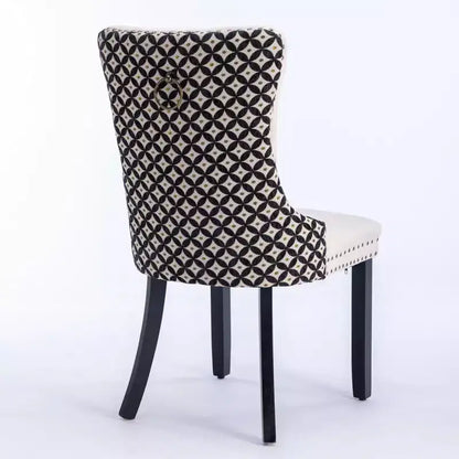 Lot de 2 chaises de salle à manger à dossier haut en velours avec pieds en bois