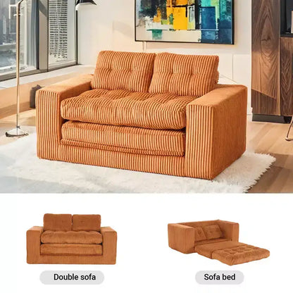 Canapé-lit deux places en velours côtelé Zeus & Ruta avec matelas à mémoire de forme et cadre en acier pour petits espaces, appartement ou chambre à coucher