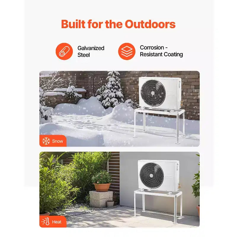 Support de sol VEVOR pour mini-split, support réglable anti-vibration pour climatiseur sans conduit et pompe à chaleur de 9000-36000 BTU, blanc