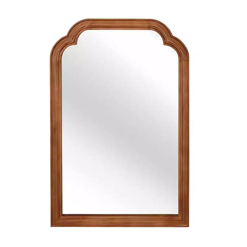 Miroir Décoratif Mural PexFix 24 x 36 à Coins Arrondis avec Cadre en Bois Massif, Style Ferme Moderne, Pour Chambre, Salle de Bain, Salon, Entrée, Marron
