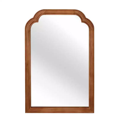 Miroir Décoratif Mural PexFix 24 x 36 à Coins Arrondis avec Cadre en Bois Massif, Style Ferme Moderne, Pour Chambre, Salle de Bain, Salon, Entrée, Marron
