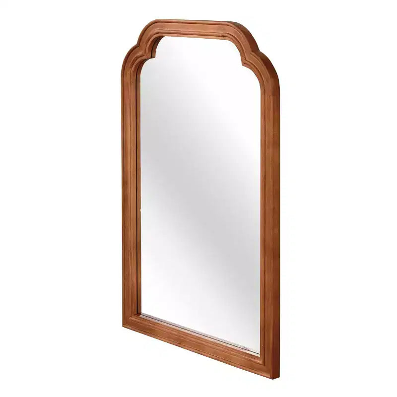 Miroir Décoratif Mural PexFix 24 x 36 à Coins Arrondis avec Cadre en Bois Massif, Style Ferme Moderne, Pour Chambre, Salle de Bain, Salon, Entrée, Marron