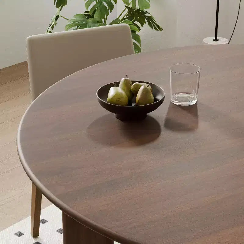 PexFix 59 Table de salle à manger ronde moderne pour 6-8 personnes avec plateau en bois dense et base stable Table de salle à manger en bois pour cuisine et salle à manger Noyer