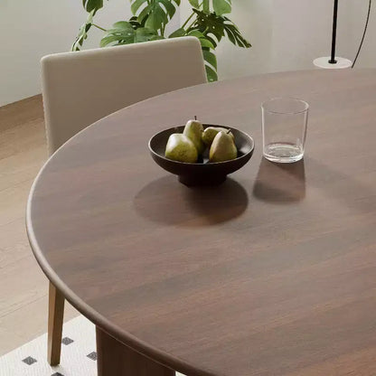 PexFix 59 Table de salle à manger ronde moderne pour 6-8 personnes avec plateau en bois dense et base stable Table de salle à manger en bois pour cuisine et salle à manger Noyer