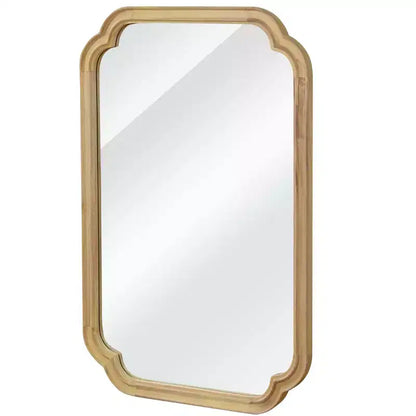 PexFix 24 x 36 Miroir décoratif à cadre en bois massif avec coins arrondis, style ferme moderne, pour chambre, salle de bain, salon, entrée, naturel