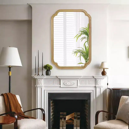 PexFix 24 x 36 Miroir décoratif à cadre en bois massif avec coins arrondis, style ferme moderne, pour chambre, salle de bain, salon, entrée, naturel