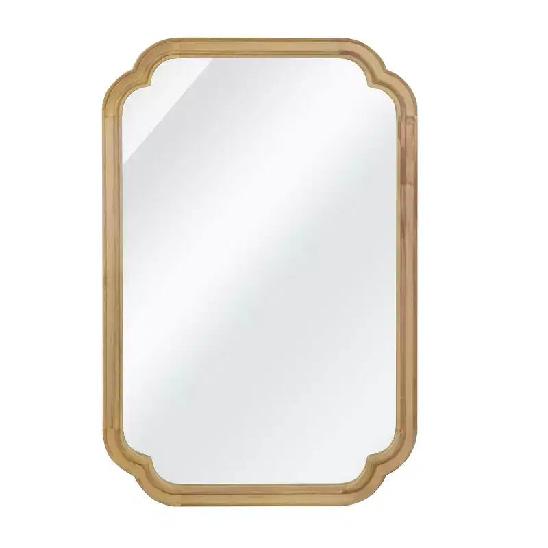 PexFix 24 x 36 Miroir décoratif à cadre en bois massif avec coins arrondis, style ferme moderne, pour chambre, salle de bain, salon, entrée, naturel