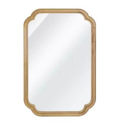 PexFix 24 x 36 Miroir décoratif à cadre en bois massif avec coins arrondis, style ferme moderne, pour chambre, salle de bain, salon, entrée, naturel