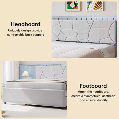 Cadre de lit gigogne, Cadre de lit plateforme rembourré avec lit escamotable, Design peu encombrant, Support à lattes en bois, Capacité de 227 kg, Blanc
