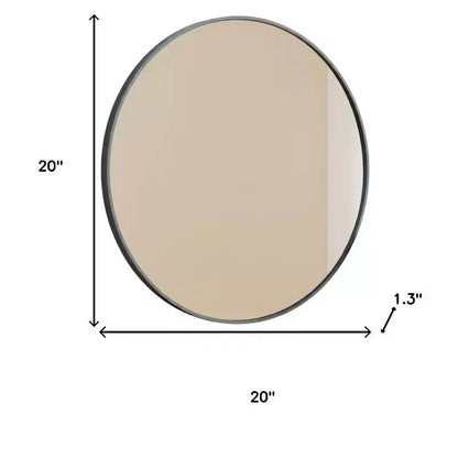 Miroir de vanité de salle de bain HomeRoots 20, encadré rond en métal noir