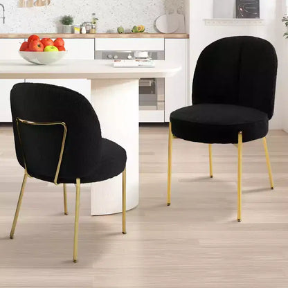 CLIHOME Chaises de salle à manger rondes modernes en tissu Teddy rembourré avec pieds en métal