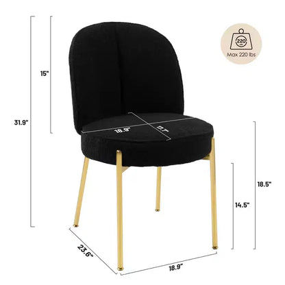 CLIHOME Chaises de salle à manger rondes modernes en tissu Teddy rembourré avec pieds en métal