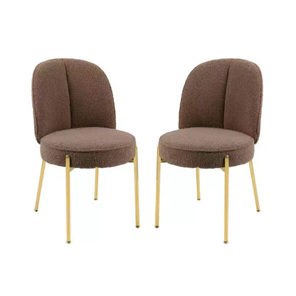 CLIHOME Chaises de salle à manger rondes modernes en tissu Teddy rembourré avec pieds en métal