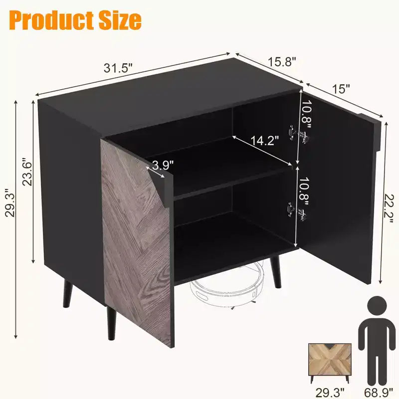 Meuble de Rangement en Bois, Buffet Autonome avec Rangement, Meubles d'Appoint pour Salon, Salle à Manger,