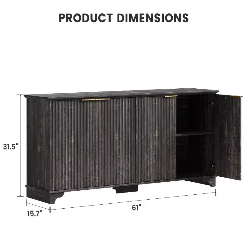 Buffet en bois à 4 portes et étagères réglables, pour cuisines, salles à manger,